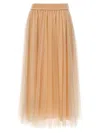 Fabiana Filippi Tulle Longuette Skirt With Flowing Layers In Pink