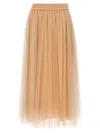 Fabiana Filippi Tulle Longuette Skirt With Flowing Layers In Pink