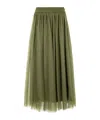 Fabiana Filippi Multi-layer Tulle Midi Skirt With Elastic Waistband In Green