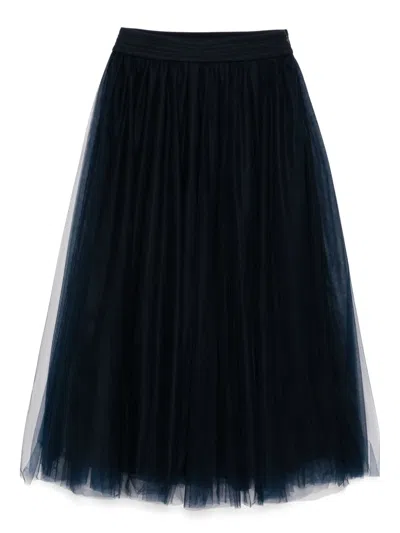 Fabiana Filippi Tulle Midi Skirt In 蓝色