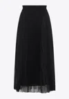 Fabiana Filippi Pleated Maxi Skirt With Sheer Overlay And High Waistband