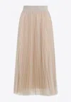 Fabiana Filippi Flowing Pleated Maxi Skirt With Elastic Waistband In Neutral