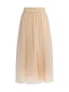 Fabiana Filippi High Waist Tulle Midi Skirt In Cipria