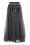 Fabiana Filippi Tulle Midi Skirt In Gray