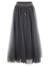 Fabiana Filippi Tulle Midi Skirt In Gray