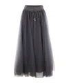 Fabiana Filippi Tulle Midi Skirt In Gray