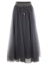 Fabiana Filippi Tulle Midi Skirt In Blue