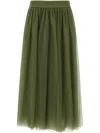 Fabiana Filippi Multi-layer Tulle Midi Skirt With Elastic Waistband In Green