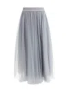 Fabiana Filippi Tulle Midi Skirt In Grey