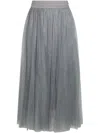 Fabiana Filippi Flowing Midi Skirt With Gathered Waist In Blue