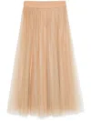 Fabiana Filippi Tulle Longuette Skirt With Flowing Layers In Brown