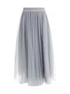 Fabiana Filippi Flowing Midi Skirt With Gathered Waist In Roccia