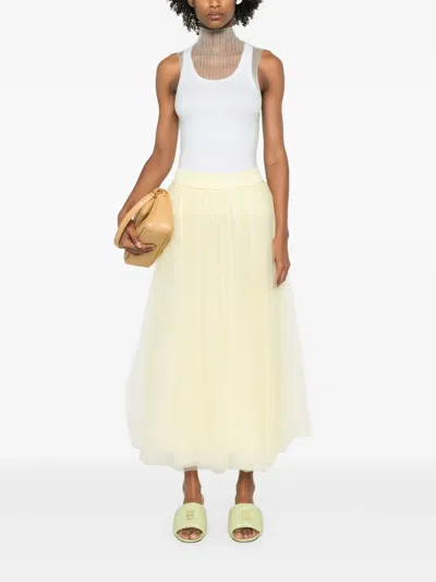 Fabiana Filippi Elasticated-waist Tulle Midi Skirt In Yellow