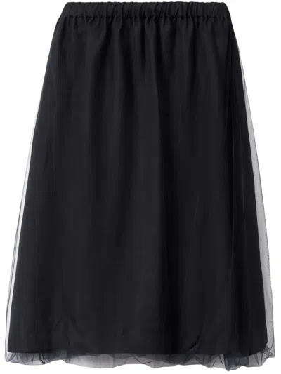 Fabiana Filippi Tulle-overlay Midi Skirt In Black