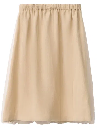 Fabiana Filippi Tulle-overlay Midi Skirt In Neutrals