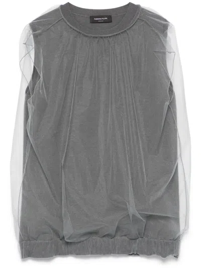 Fabiana Filippi Tulle-panel Vest In Grey