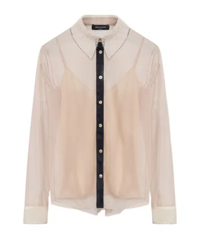Fabiana Filippi Sheer Shirt With Matching Camisole And Embroidered Details In Neutral