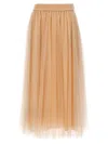 Fabiana Filippi Tulle Longuette Skirt With Flowing Layers In Pink