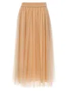 Fabiana Filippi Tulle Longuette Skirt With Flowing Layers In Pink