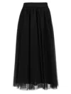 Fabiana Filippi Maxi Skirt With Tulle Overlay And Elastic Waistband In Black