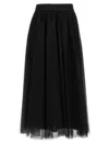 Fabiana Filippi Maxi Skirt With Tulle Overlay And Elastic Waistband In Black