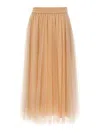 Fabiana Filippi Tulle Longuette Skirt With Flowing Layers In Pink