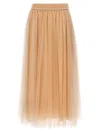 Fabiana Filippi Tulle Longuette Skirt With Flowing Layers In Brown
