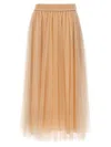 Fabiana Filippi Tulle Longuette Skirt With Flowing Layers In Pink