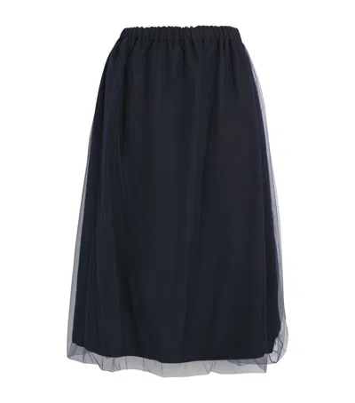 Fabiana Filippi Tulle-trim Midi Skirt In Navy