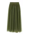Fabiana Filippi Multi-layer Tulle Midi Skirt With Elastic Waistband In Green