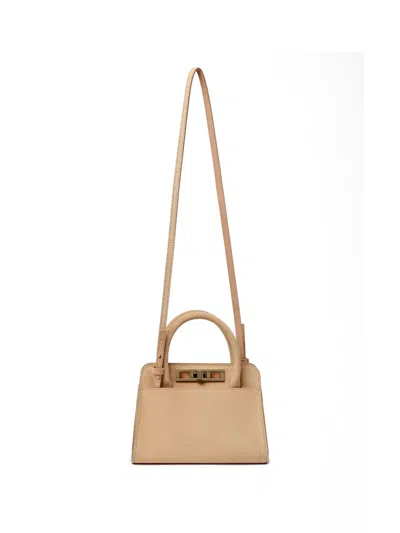 Fabiana Filippi Leather Mini Bag Structured Shape Shoulder Strap In Nude