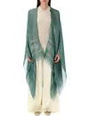 Fabiana Filippi Turquoise Cape With Lurex Detail And Fringed Edges