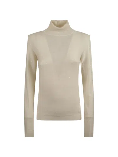 Fabiana Filippi Slim Fit Speckled Wool Turtleneck Sweater In Neutral