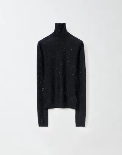 Fabiana Filippi Sequin Turtleneck Sweater In Black