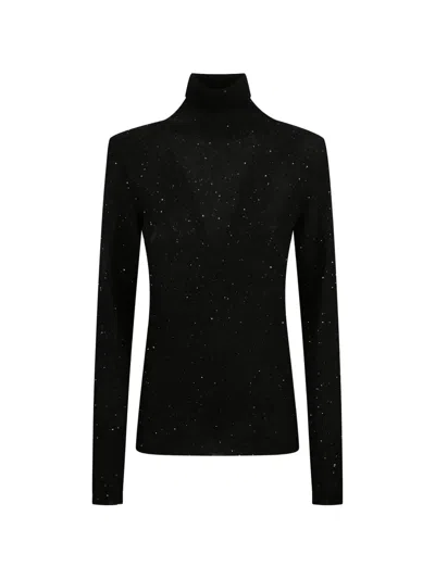 Fabiana Filippi Fitted Textured Wool Turtleneck Sweater In Black