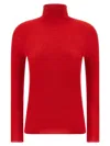Fabiana Filippi Ribbed Virgin Wool And Silk Turtleneck Sweater In Red