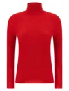 Fabiana Filippi Ribbed Virgin Wool And Silk Turtleneck Sweater In Red