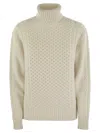Fabiana Filippi Women's Turtleneck Jumper With Special Workmanship Sweater In White