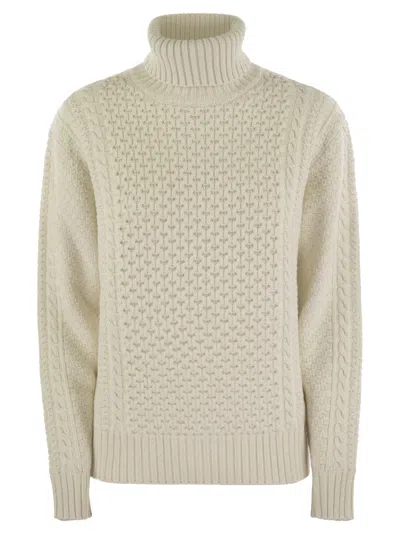 Fabiana Filippi Women's Turtleneck Jumper With Special Workmanship Sweater In White
