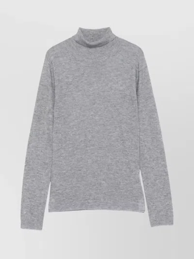 Fabiana Filippi Turtleneck Knit Sweater Sparkle Detail In Gray