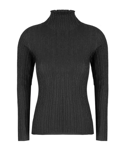 Fabiana Filippi Turtleneck Knit Top In Black