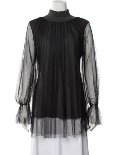 Pre-owned Fabiana Filippi Turtleneck Long Sleeve Tunic In Black