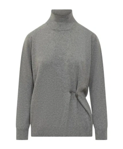 Fabiana Filippi Turtleneck Long-sleeved Sweater In Gray