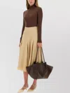 Fabiana Filippi Turtleneck Slim Fit Top With Sparkling Detail In Brown