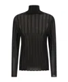 Fabiana Filippi Turtleneck Sweater With Ribbed Sheer Fabric In Black