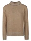 Fabiana Filippi High-neck Wool Jersey Sweater In Cammello