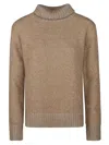 Fabiana Filippi High-neck Wool Jersey Sweater In Cammello