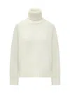 Fabiana Filippi Elegant Cream Turtleneck Sweater In Wool-silk Blend In White