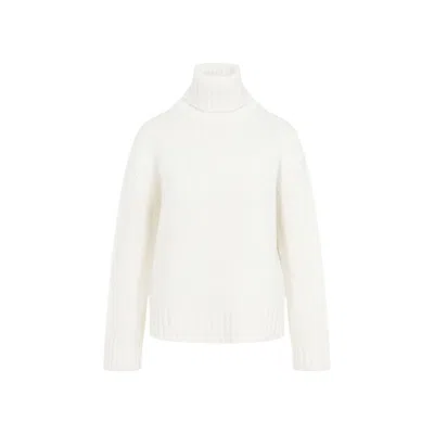 Fabiana Filippi Elegant Cream Turtleneck Sweater In Wool-silk Blend In White
