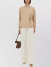 Fabiana Filippi Turtleneck Top With Button Detail And Ribbed Cuffs In Neutral